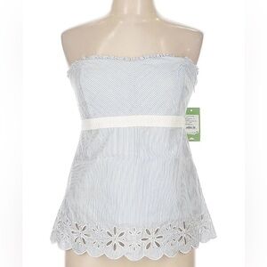 Y2K Lilly Pulitzer Meridan Strapless Stripe Seersucker Top Eyelet Size 8
